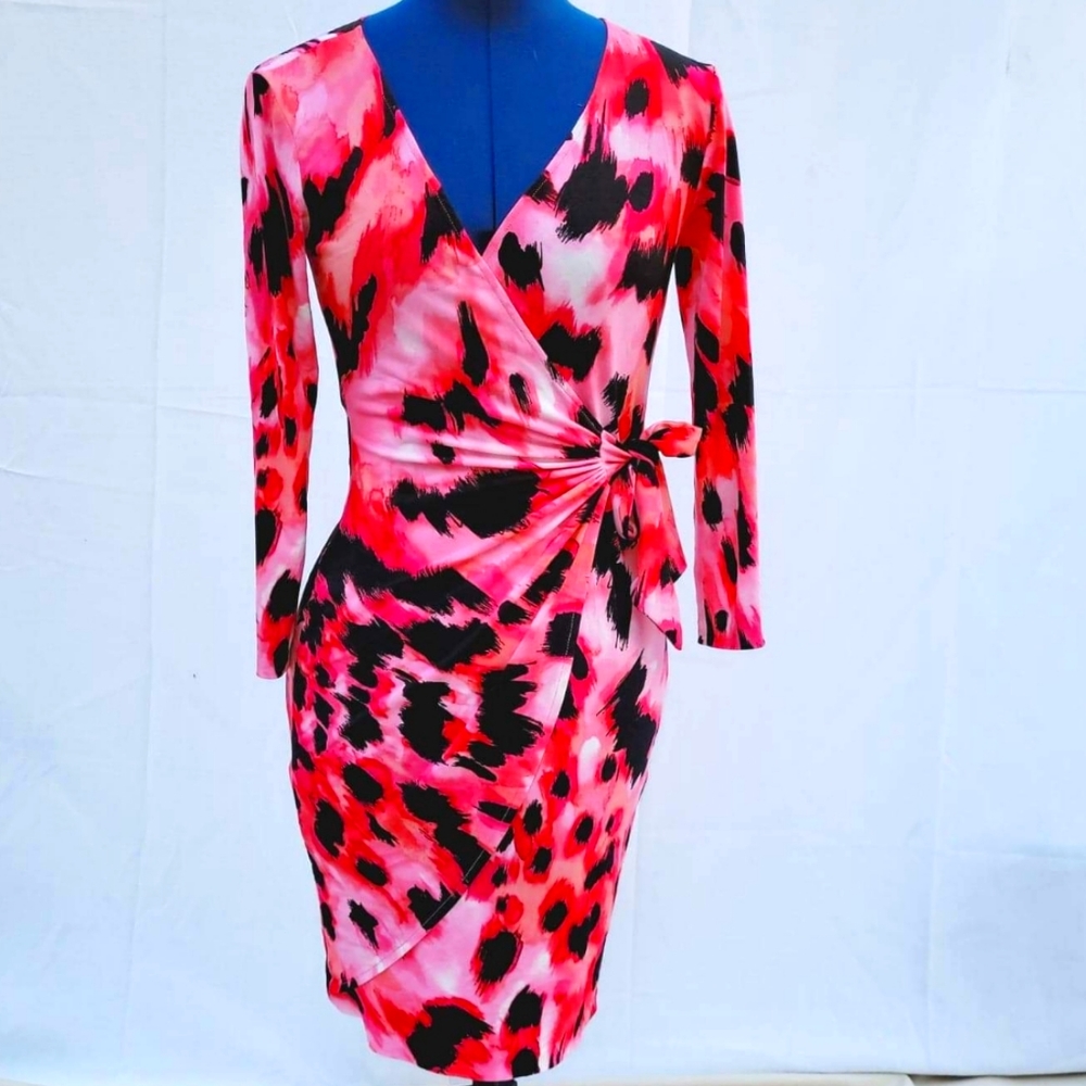 Cache Pink, White & Black Animal print dress